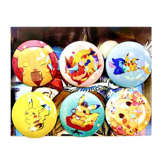 Набор значков 6 шт. 45 мл. на блистере Покемон