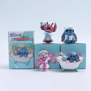 Набор аниме фигурок коллекционных в таинственных коробках Лило и Стич Disney Character Stitch Relaxing Bath Time из 4-х штук (3 см) (цветные коробки