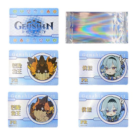 Бустер Геншин инпакт 5 бустеров по 1 карте (серебристая упаковка)