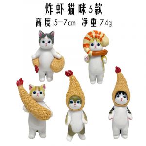 Набор фигурок из 5-ти штук - Котики с креветками