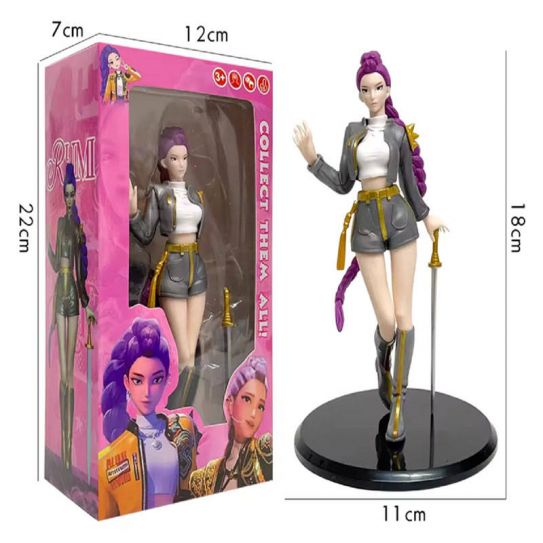 Аниме фигурка K-POP охотницы на демонов Руми в сером костюме (цветная коробка)