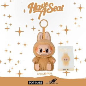 Игрушка Лабубу LABUBU на брелке - Оранжевый сидит (серия 2)