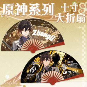 Веер деревянный 60 на 33 см Геншин Импакт Жонг Ли