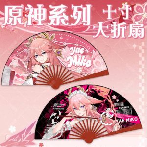 Веер деревянный 60 на 33 см Геншин Яе Мику