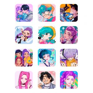 Набор 3D стикеров 12шт K-POP Охотницы на демонов 1