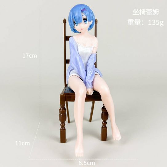 Аниме фигурка Рэм сидит на стуле в ночнушке (17 см)