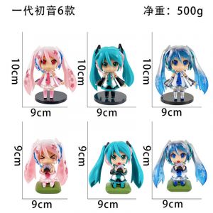 Набор аниме фигурок из 6-и штук набор Мику Хатсуне 1 (9-10 см.)