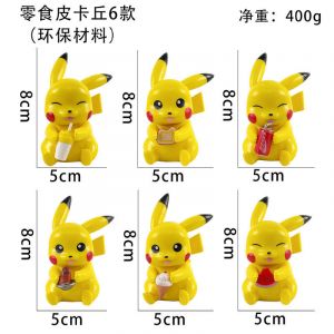 Набор аниме фигурок из 6-и штук ПИКАЧУ с разной едой (8см)