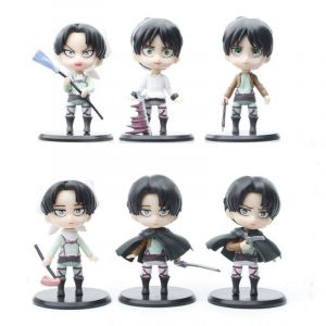 Набор аниме фигурок из 6-ти штук Атака титанов - Эрен и Леви