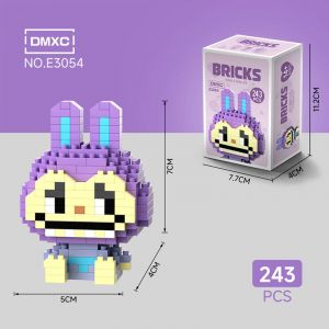 3Д конструктор из мини блоков BRICKS Лабубу 4 сидит фиолетовый