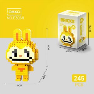 3Д конструктор из мини блоков BRICKS Лабубу 6 стоит желтый