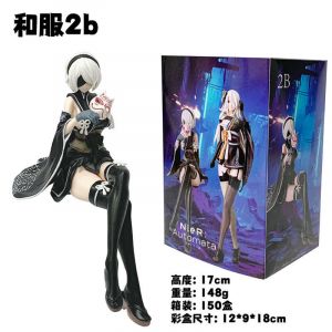 Аниме фигурка Nier Automata сидит с маской (цветная коробка) 17см