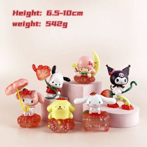 Набор аниме фигурок из 6-и штук Kuromi My Melody в костюмах  на подставках (8 см.)