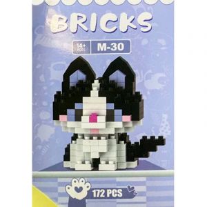 3Д конструктор из мини блоков BRICKS Кошка 10 кот черн-бел (гол.кор)