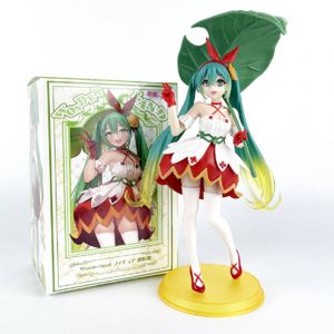 Аниме фигурка Хацунэ Мику зеленый лист Miku 20 см. (цветная коробка)