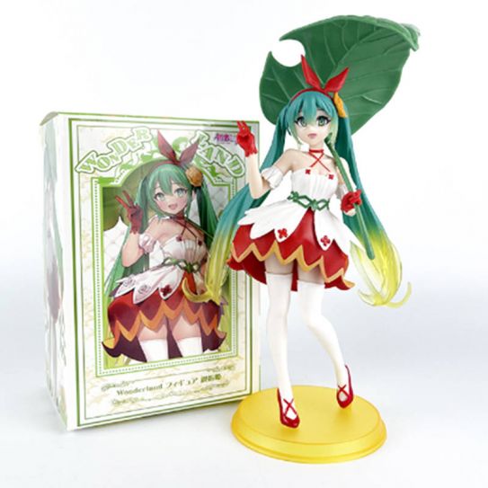 Аниме фигурка Хацунэ Мику зеленый лист Miku 20 см. (цветная коробка)