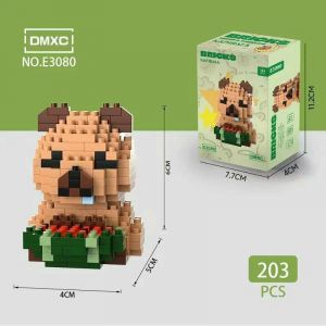 3Д конструктор из мини блоков BRICKS Капибара 3 сидит (зел.кор)