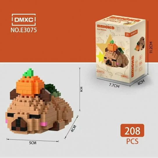 3Д конструктор из мини блоков BRICKS Капибара 6 сидит (беж.кор)