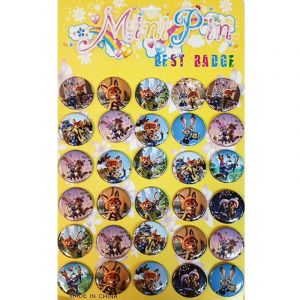 Набор значков на листе 30 штук 45мм Зверополис