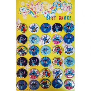 Набор значков на листе 30 штук 45мм Стич