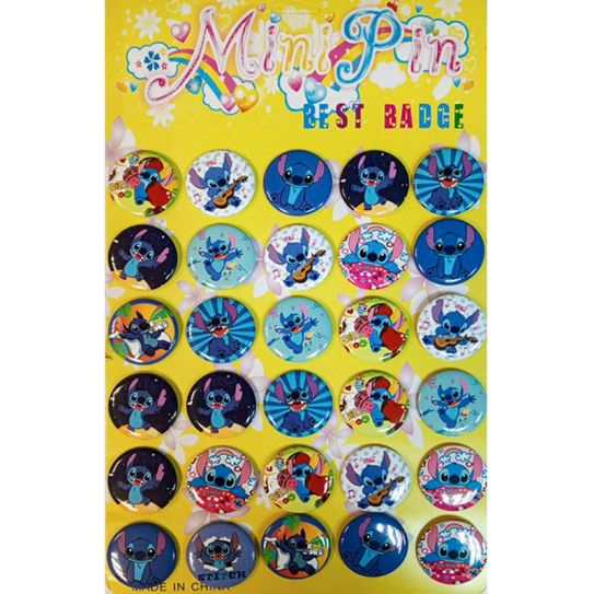 Набор значков на листе 30 штук 45мм Стич