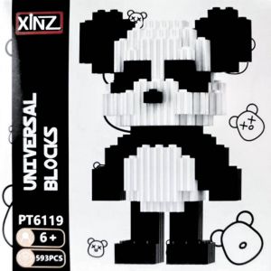 3Д конструктор из мини блоков XINZ Мишка 6 Черно Белый (593 блока)