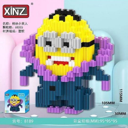 3Д конструктор из мини блоков XINZ Миньон 2 в плаще гол. короб (682 блока)