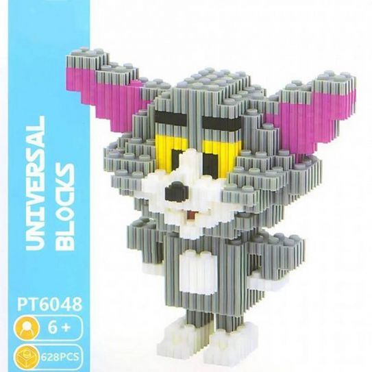 3Д конструктор из мини блоков XINZ Том и Джерри 2 Том гол-бел. короб (628 блока)