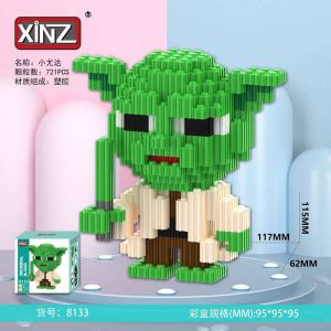 3Д конструктор из мини блоков XINZ Йода стоит с мечом зел. короб (721 блока)