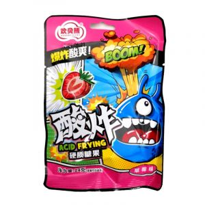 Конфеты леденцовые HUANBEIXIONG КИСЛЫЕ с вкусом КЛУБНИКИ 24гр/20шт/12бл