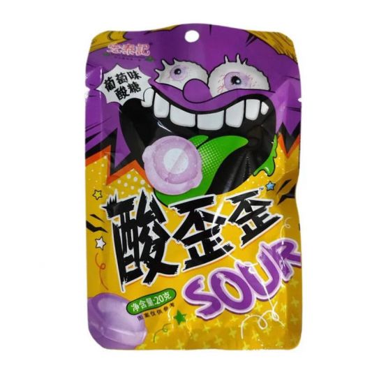 Леденцовые конфеты HONGTAIJI с кислым вкусом винограда 20гр/20п/14бл