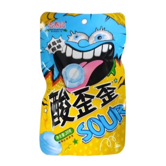 Леденцовые конфеты HONGTAIJI с  кислым вкусом черники 20гр/20п/14бл