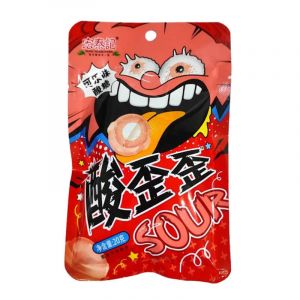 Леденцовые конфеты HONGTAIJI с  кислым вкусом клубника 20гр/20п/14бл