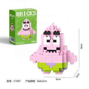 3Д конструктор из мини блоков BRICKS Спанч Боб 2 Патрик (зел.кор)