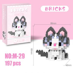 3Д конструктор из мини блоков BRICKS Кошка 1 серо-белая (роз.кор)