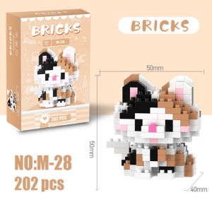 3Д конструктор из мини блоков BRICKS Кошка 2 трехцветная (корич.кор)