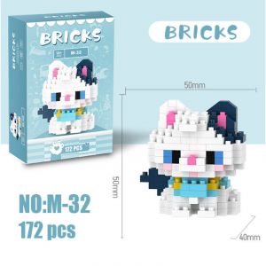3Д конструктор из мини блоков BRICKS Кот 3 бело-черный (т.син.кор)