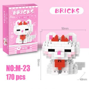 3Д конструктор из мини блоков BRICKS Кошка 4 белая сидит (роз.кор)