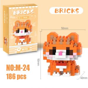 3Д конструктор из мини блоков BRICKS Кот 8 рыжий сидит (оранж.кор)