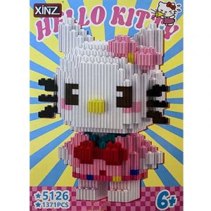 Конструктор из блоков Хеллоу Китти 2 в роз. платье (1371 блока, 17х14х7см)