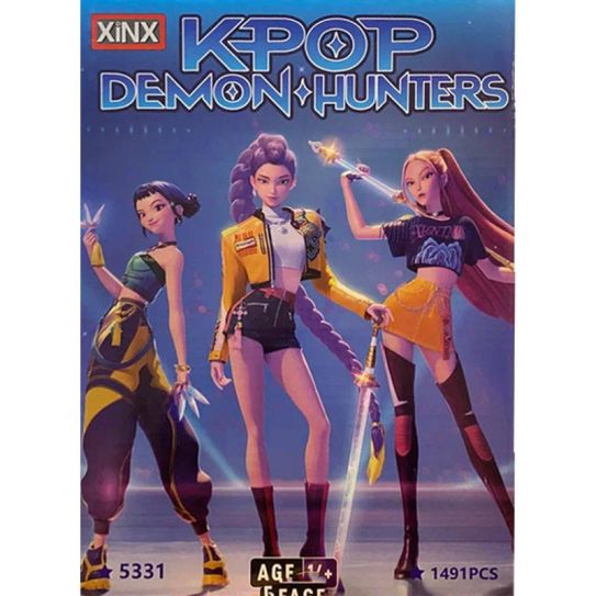 Конструктор из блоков K-POP Охотницы на демонов 3 Руми фиолет.волосы (1491 блока, 21х12х7см)