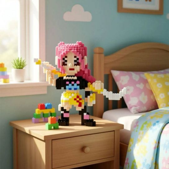 Конструктор из блоков K-POP Охотницы на демонов 4 Мира роз.волосы (1500 блока, 20х24х6см)