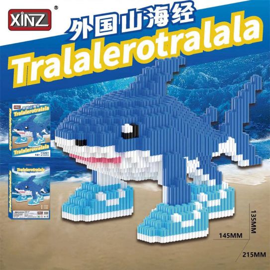 Конструктор из блоков Italian Brainrot Акула (1442 блока, 13х14х21см)