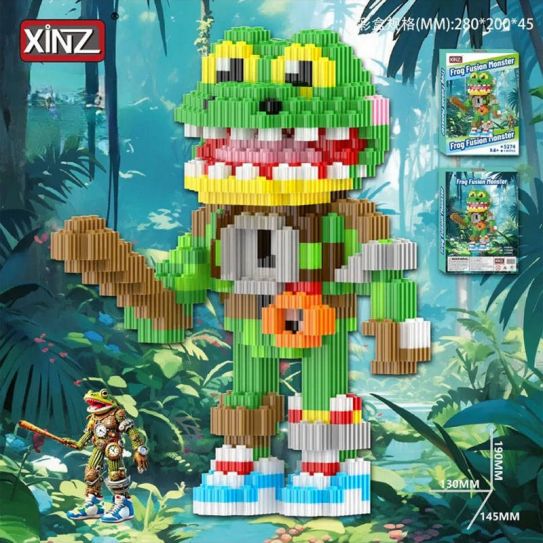 Конструктор из блоков Italian Brainrot Лягушка (1387 блока, 19х13х14см)