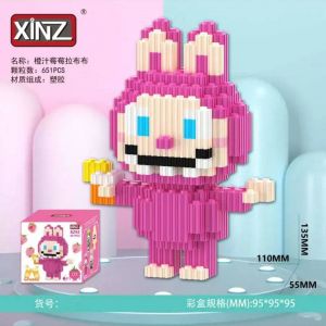 3Д конструктор из мини блоков XINZ Лабубу 2 розовый (651 блока)