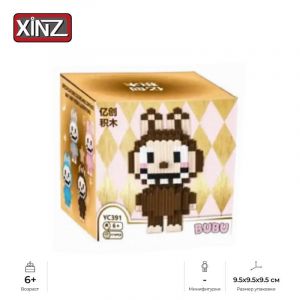 3Д конструктор из мини блоков XINZ Лабубу 3 коричневый (475 блока)