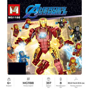 Конструктор Minger Super Heroes: Арсенал Железного человека 8в1, 16шт в уп., 357 дет. в наборе (цена за упаковку 16 штук)