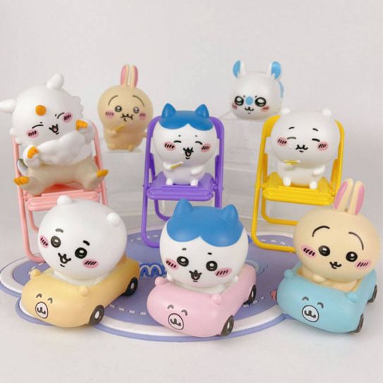 Набор аниме фигурок из 6-ти штук Чиикава Джикава в машинках (пластиковый пакет)