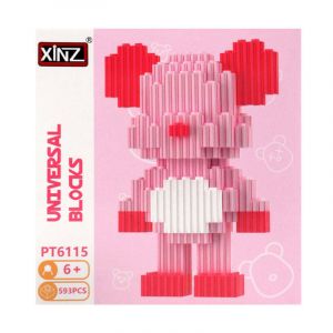 3Д конструктор из мини блоков XINZ Мишка 2 роз.кор (593 блока)