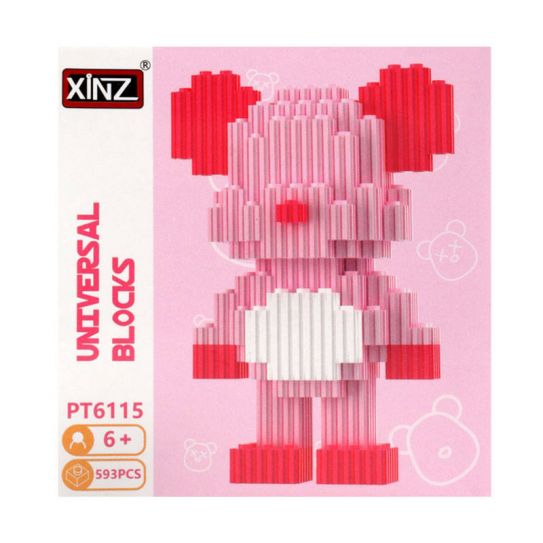 3Д конструктор из мини блоков XINZ Мишка KAWS 2 роз.кор (593 блока)